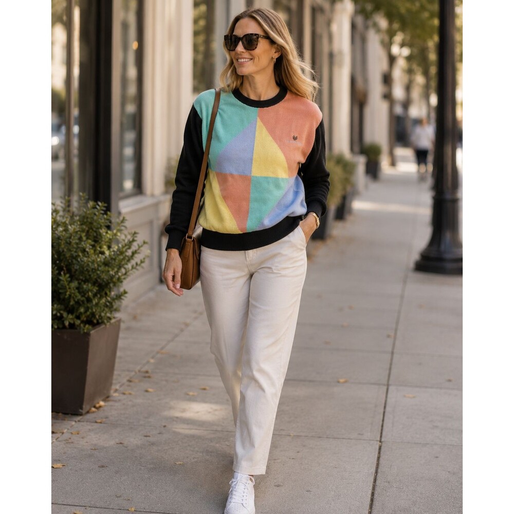 Vintage 80s J McInerney Geometric Knit Sweater The Phoenician Scotland Women's L